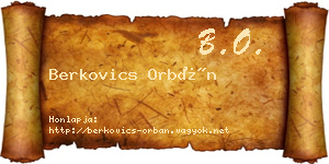 Berkovics Orbán névjegykártya